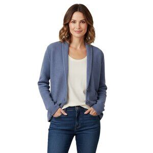 Eileen Fisher 100% Merino Wool Roll Collar Cardigan Sweater Size M